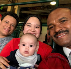 Great-Grandson Luke Mota With His Parents And Grandfather